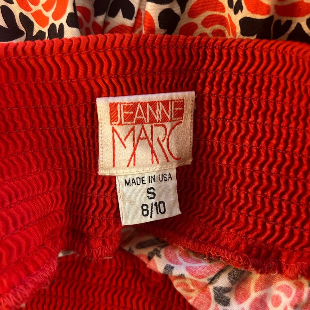 Jeanne Marc Window Pain Geometric Skirt w/Belt Long Red Black Women Elastic S - Picture 4 of 7